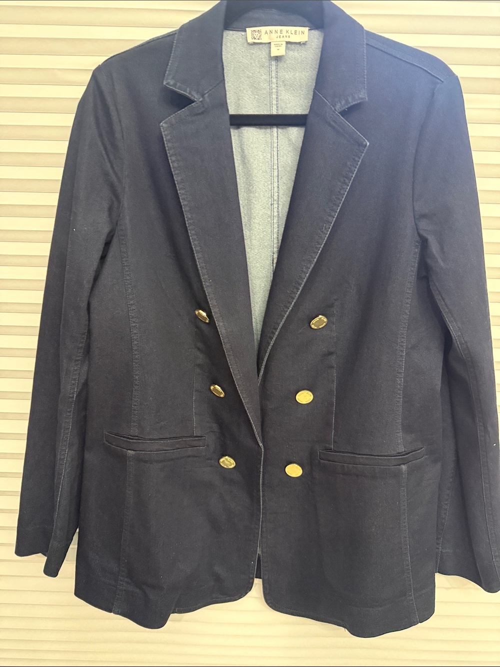 Anne Klein Navy Double-Breasted Blazer with Gold Buttons